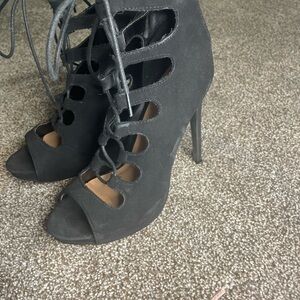 Fashion Nova Black Lace-Up Heels
